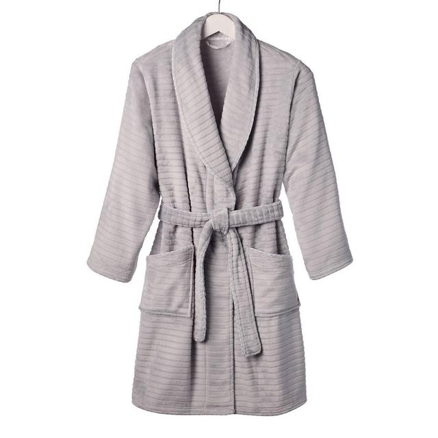 L Ribbed Bathrobe Gray - Wellbeing by Sunham