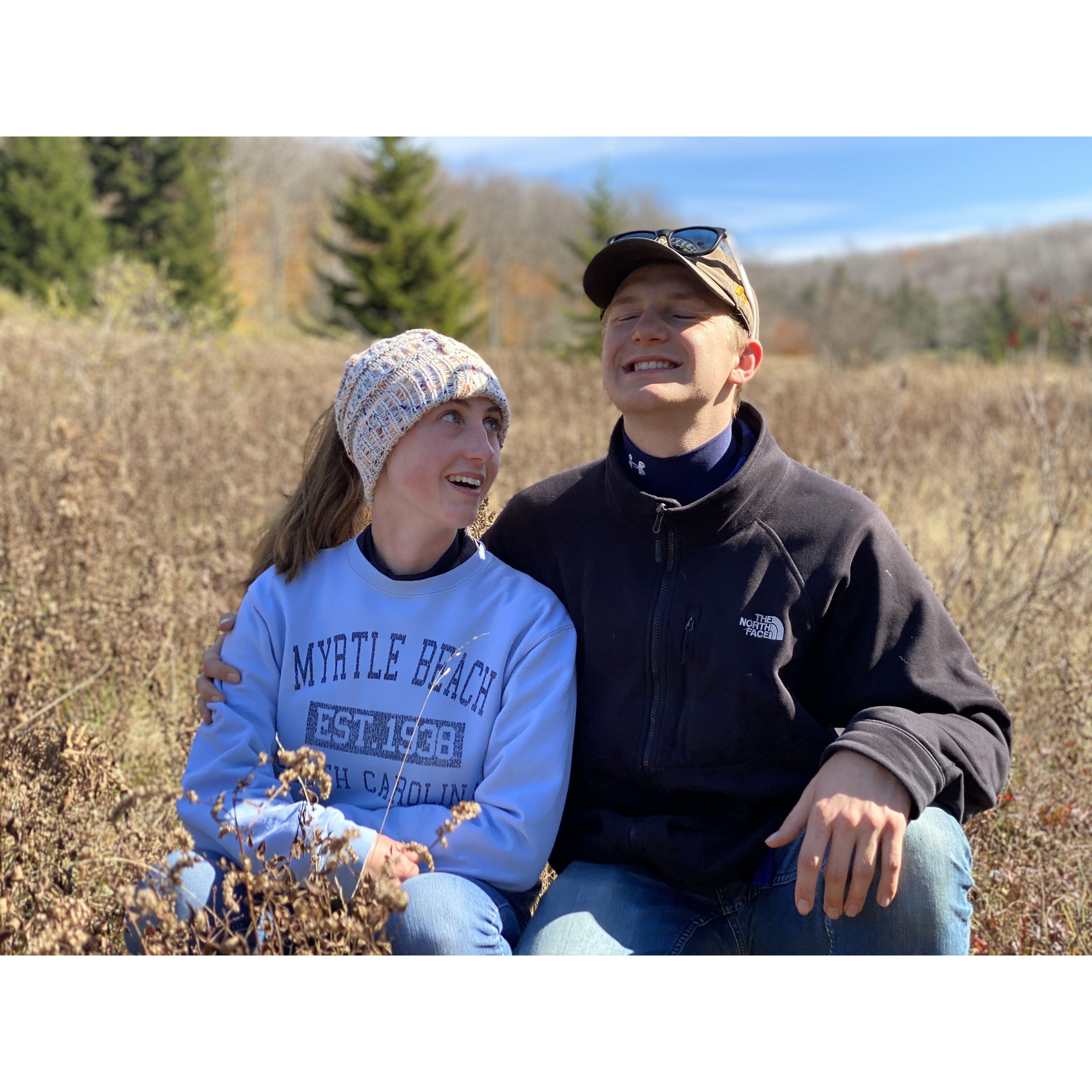 Hiking at Spruce Knob - there was no cell service here so we were off the grid for the weekend