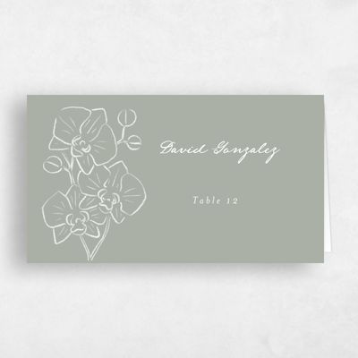 Pale Sage, Green Wedding Place Card - Orchidea