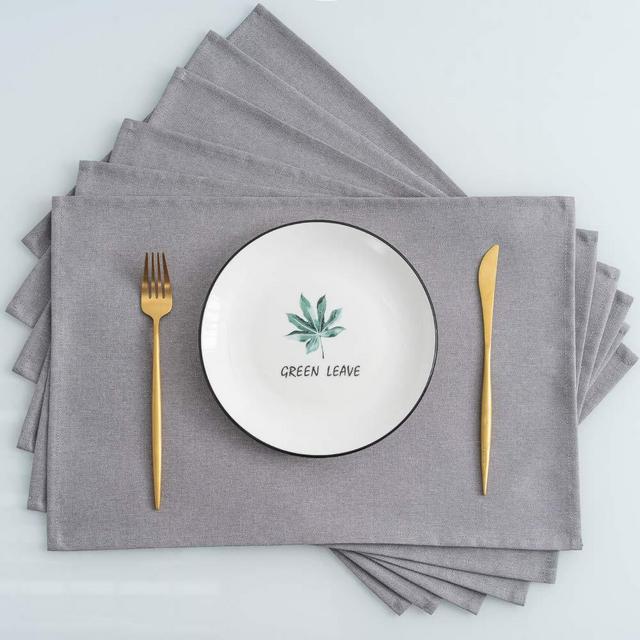 csoft Cotton Linen Blend Textured Placemats, Water Proof Easy to Clean Washable placemats for Kitchen Dining Table, Set of 6