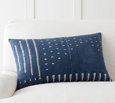 Shibori Embroidered Lumbar Pillow Cover