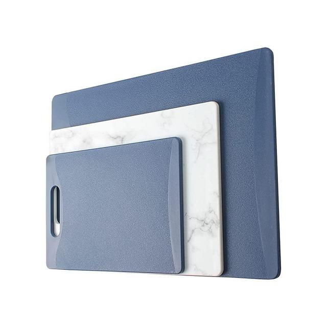 Plastic Cutting Boards - Set of 3 Kitchen Cutting Board Set - Large, Medium and Small Cutting Boards Non Slip Kitchen Essentials (Blue and White) | COOK WITH COLOR