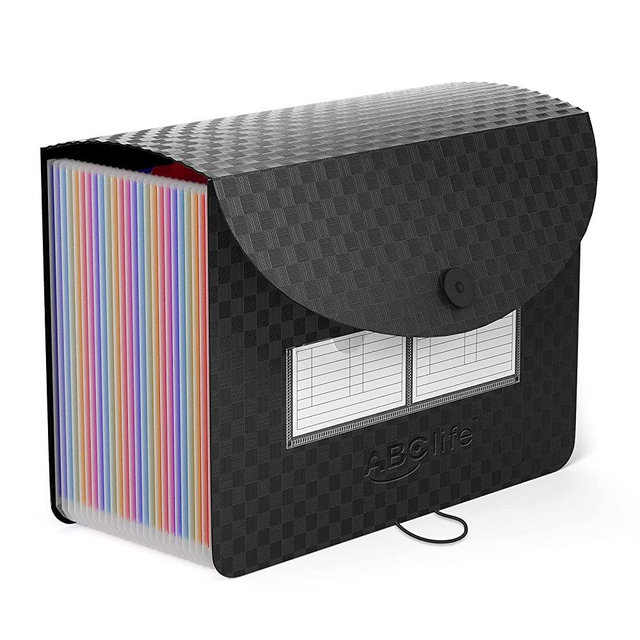 ABClife Accordian File Organizer 24 Pockets,Expanding File Folder with Upgrad Grid Pattern,Portable A4 Letter Size Filling Box, Expandable Accordion Folder,Plastic Paper Document Receipt Organizer
