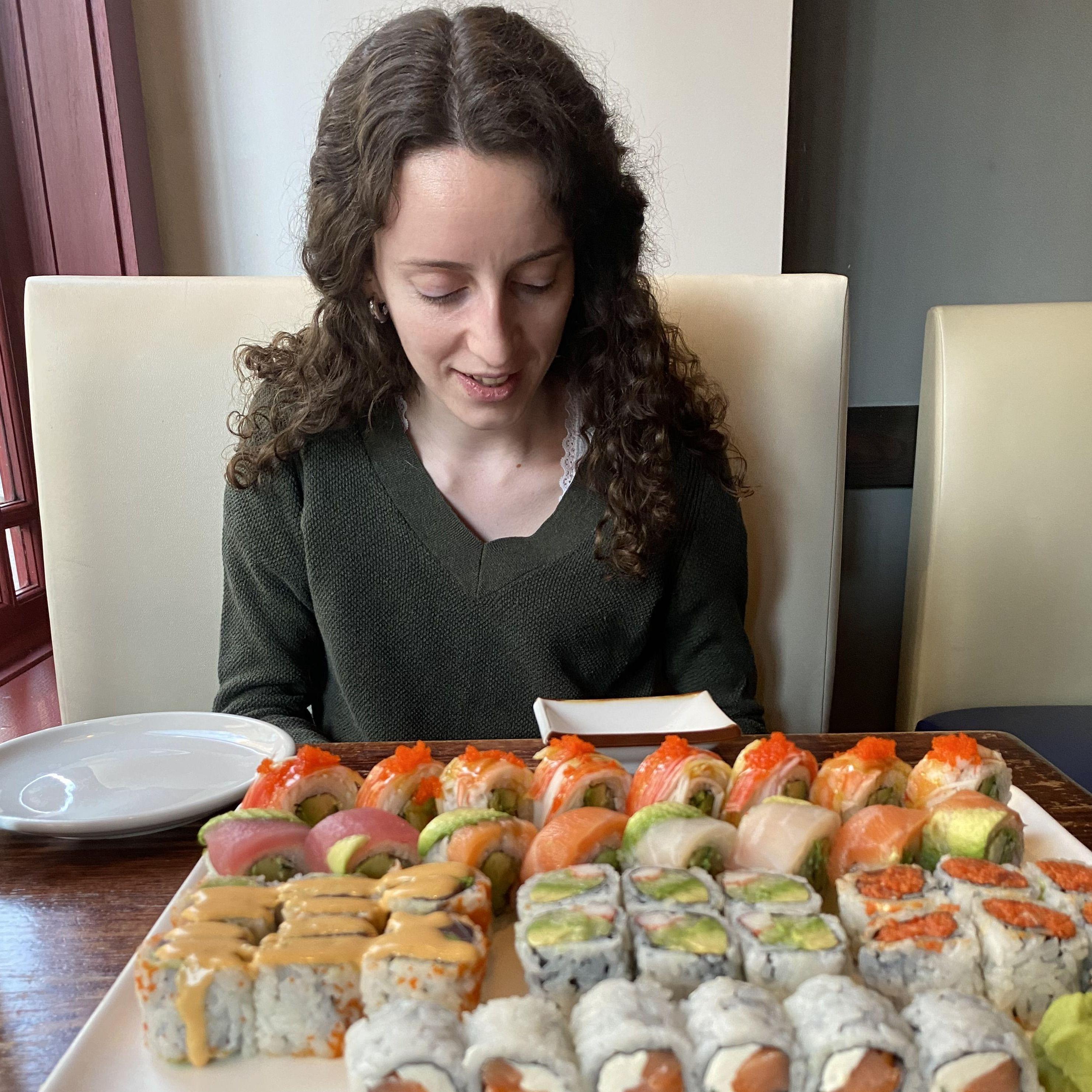 Moments before the proposal... but first, sushi