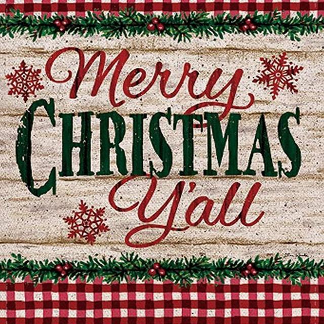 Furiaz Merry Christmas Y'all Decorative Garden Flag, Buffalo Check Plaid Xmas Quote Outdoor Flag Sign, Rustic Burlap House Yard Flag Vintage Winter Outside Decoration Home Holiday Decor Flag 12 x 18