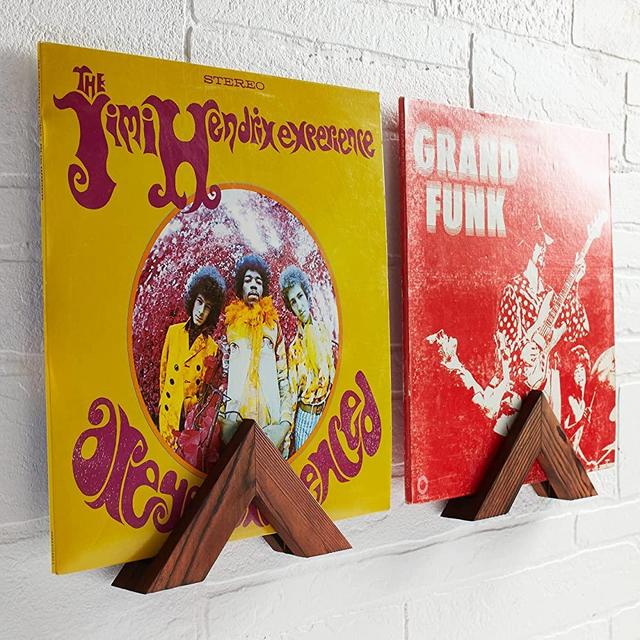 MODERN VINYL Wooden Triangle Wall Mount Set of 2 - Vinyl Record Holder Display - LP Record Vinyl Display - Pine Wood (Brown)