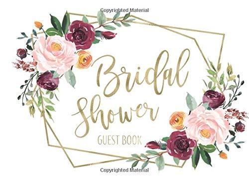 Bridal Shower Guest Book: Boho Gold Geometric Floral Guest Book And Gift Recorder