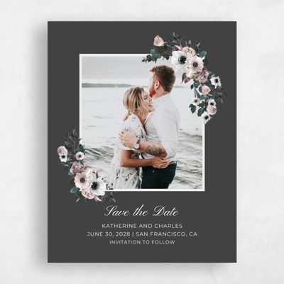 Charcoal, Grey Wedding Save the Date - Napa Frame