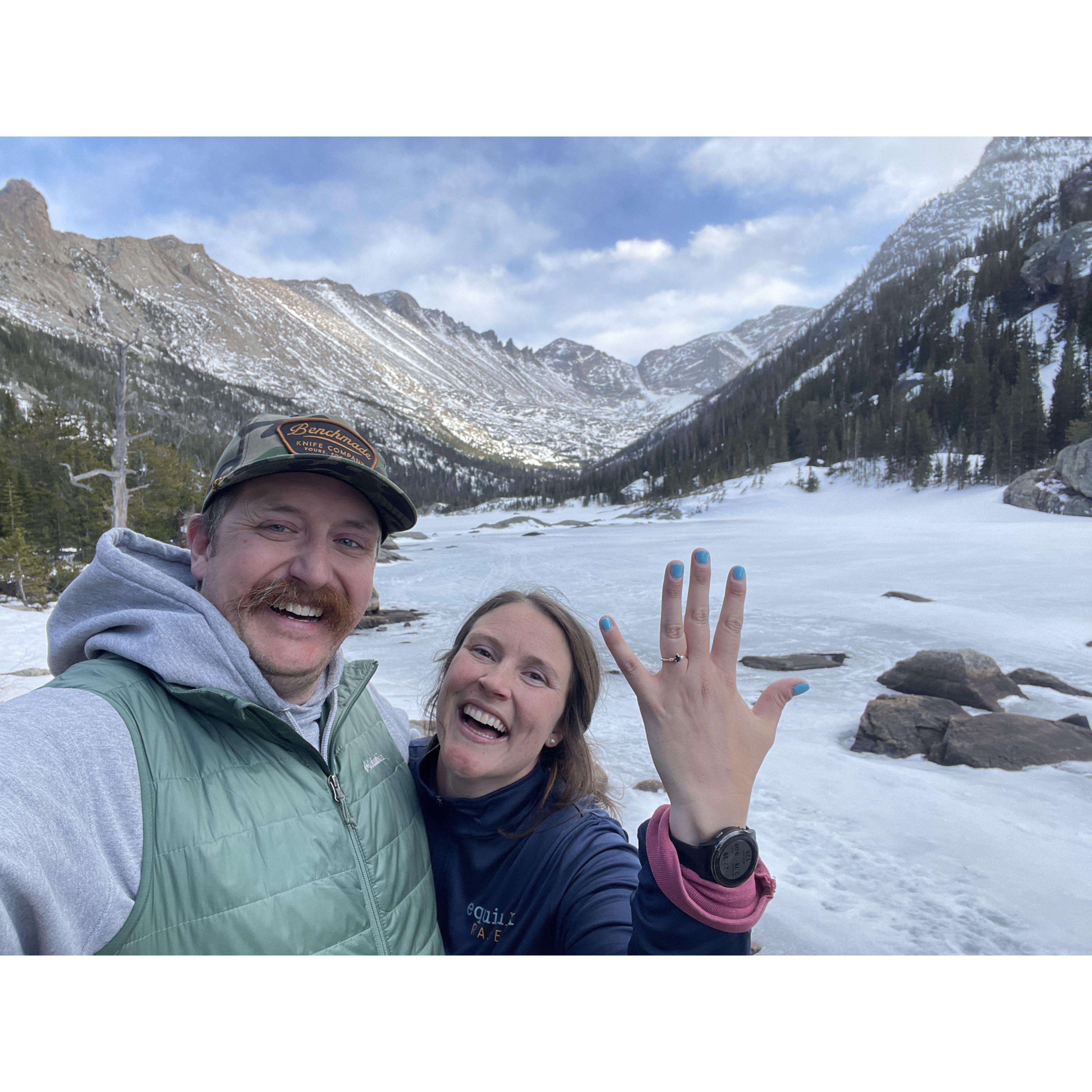 We got engaged at Mills Lake in Rocky Mountain National Park, one of my favorite hikes ever.