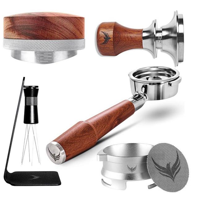 54mm Breville Espresso Machine Accessories Kit KNODOS Calibrated Tamper, Bottomless Portafilter, WDT Tool, Dosing Funnel, Puck Screen and Distribution Tool Premium Barista Tools 6pcs
