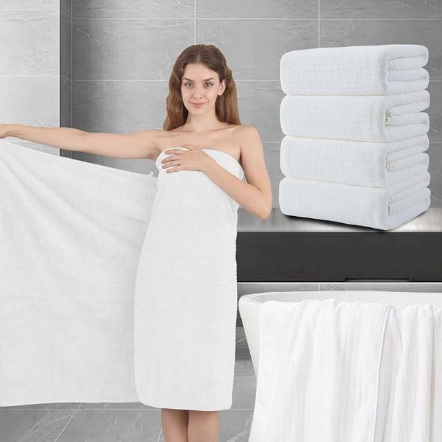 Extra Large Bath Sheet Set of 4,Ultra Soft Fluffy Towel,35”x 70”Oversized Bath Towel Set,Premium Microfiber Bathroom Towel Set Highly Absorbent Quick Dry Shower Towel for Bathroom,Hotel,Spa (White)