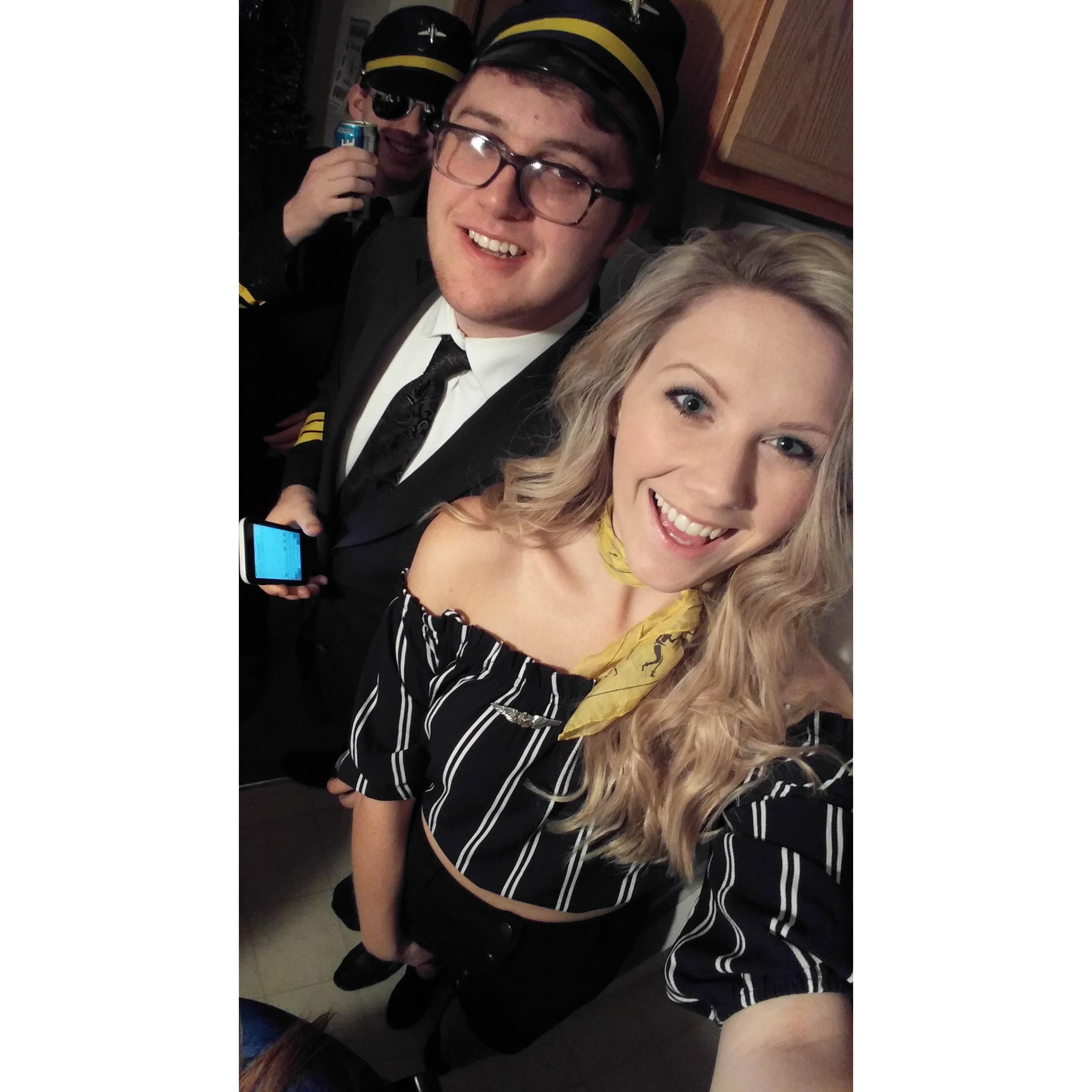 A few months before we started dating headed to a themed party