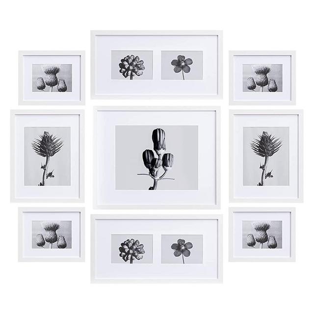 eletecpro Picture Frames Collage Wall Decor Set of 9, Including 1Pcs 16x20, 2Pcs 10x20, 2Pcs 11x14, 4Pcs 8x10 Picture Frames for Wall or Tabletop Display, Gallery Wall Frame Set for Home Decoration