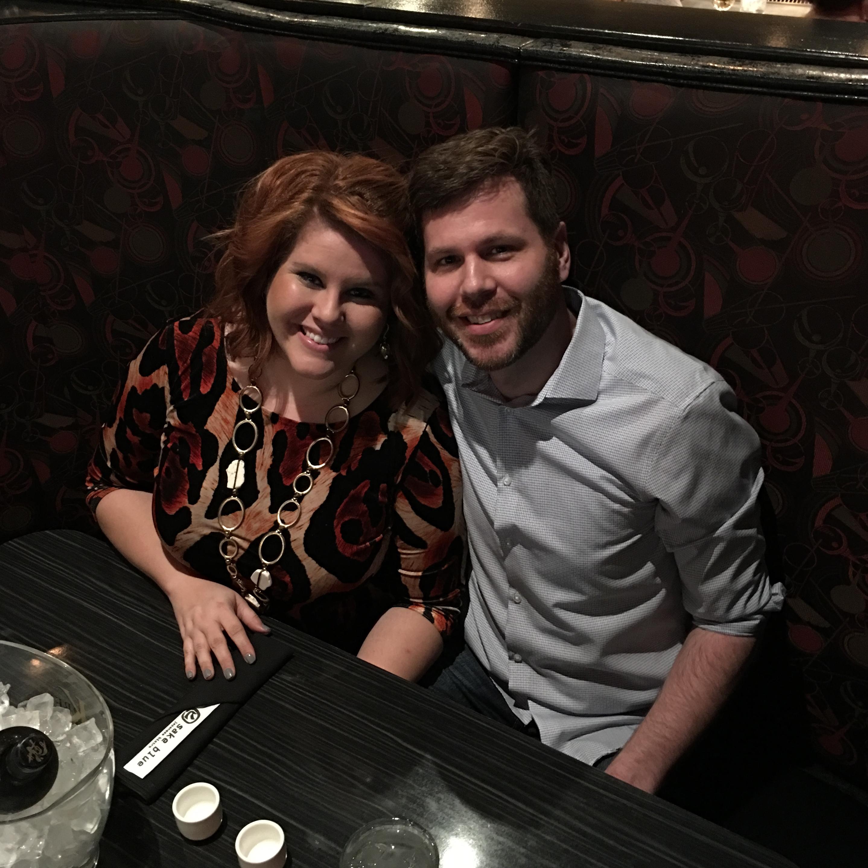 Celebrating Dan's 40th with sushi and Sake.