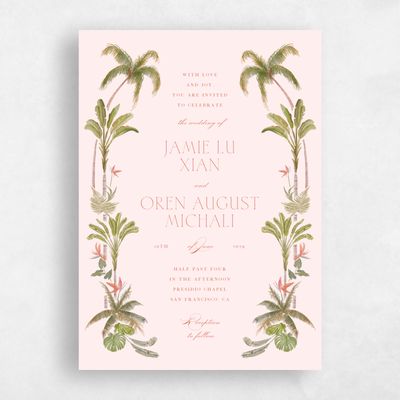 Lightest Blush, Pink Wedding Invitation - Somrig Portrait