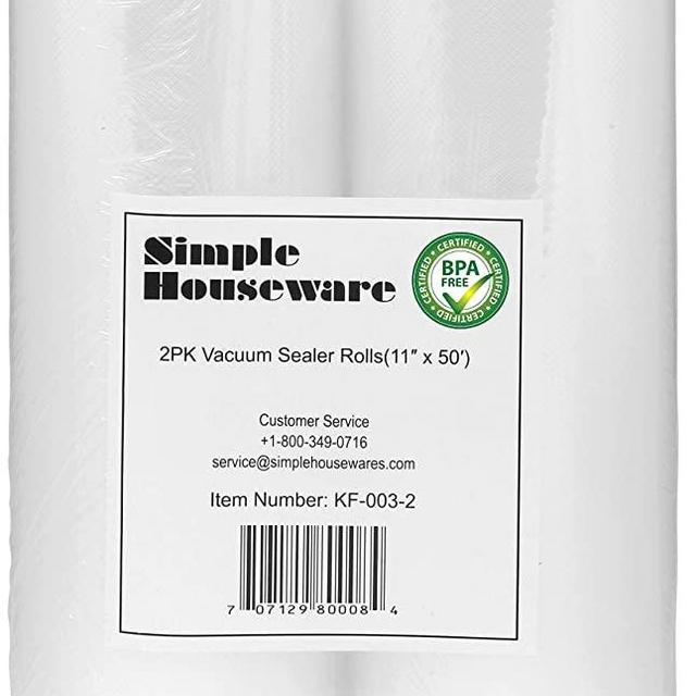 2 Pack - SimpleHouseware 11" x 50 Feet Vacuum Sealer Bags (total 100 feet)