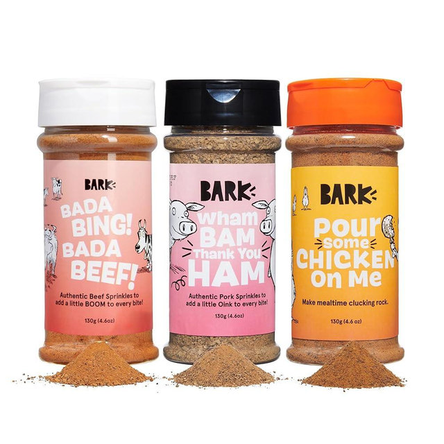 Barkbox Beef, Chicken, Ham Dog Treat Topper - High Protein Ingredient Meal Mixer, Rosemary Extract for Large & Small Breeds, Elevate Food Dining, Shake & Pour for Bowls (Pack of 3)