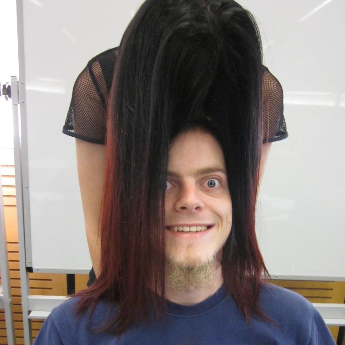 Donating my newly dyed hair to Ben at uni.