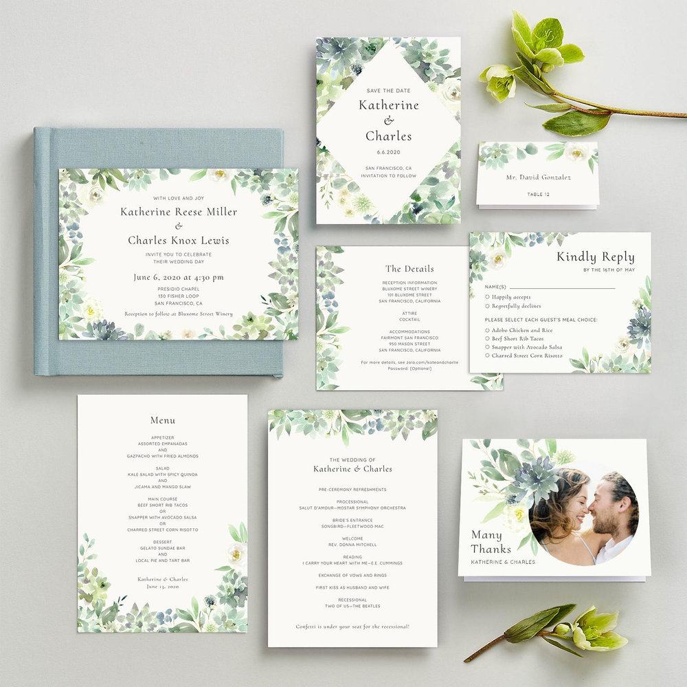 Cricket Wreath | Sage | Zola Wedding Invitations