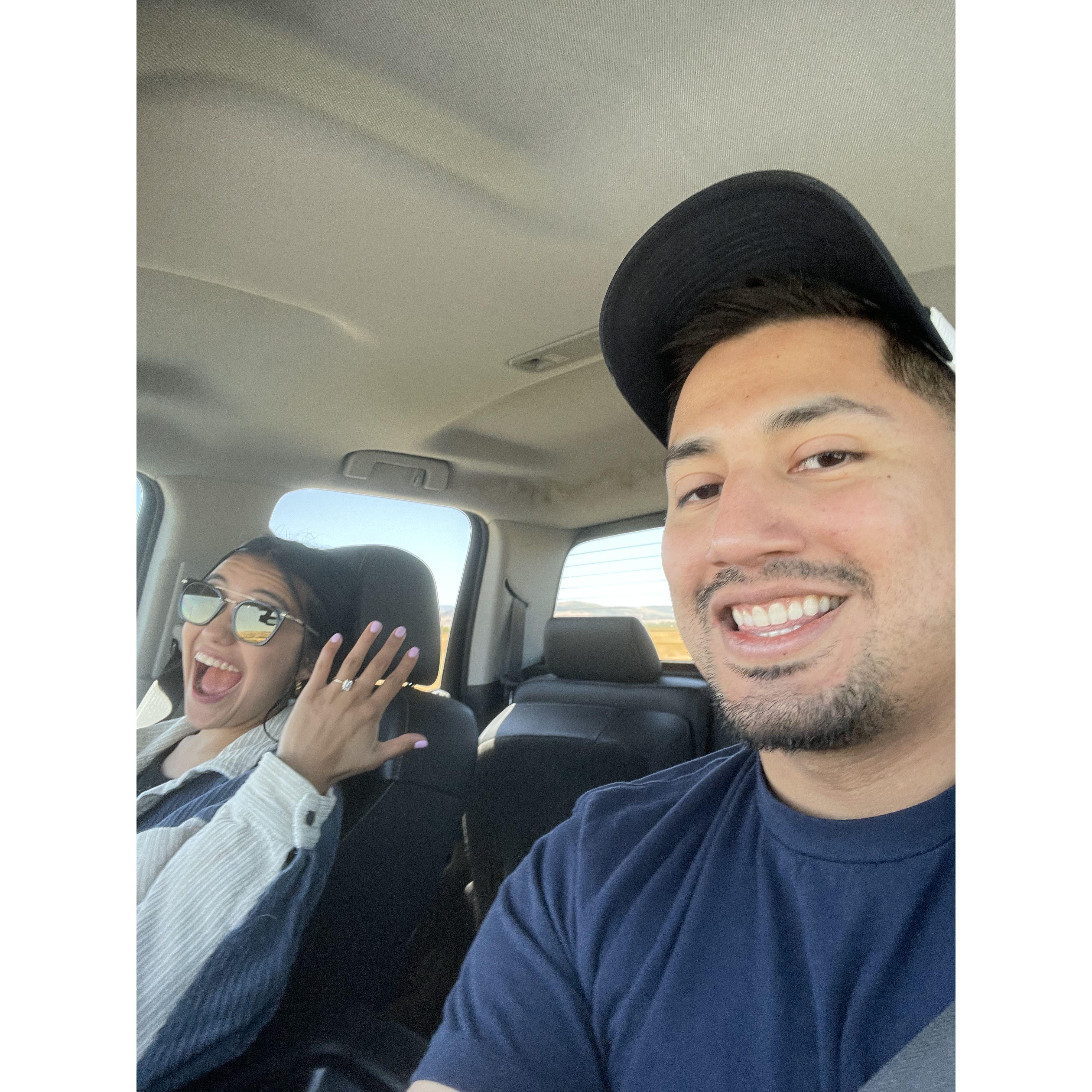 Just got engaged! and at least 1 hand was on the steering wheel 💍
