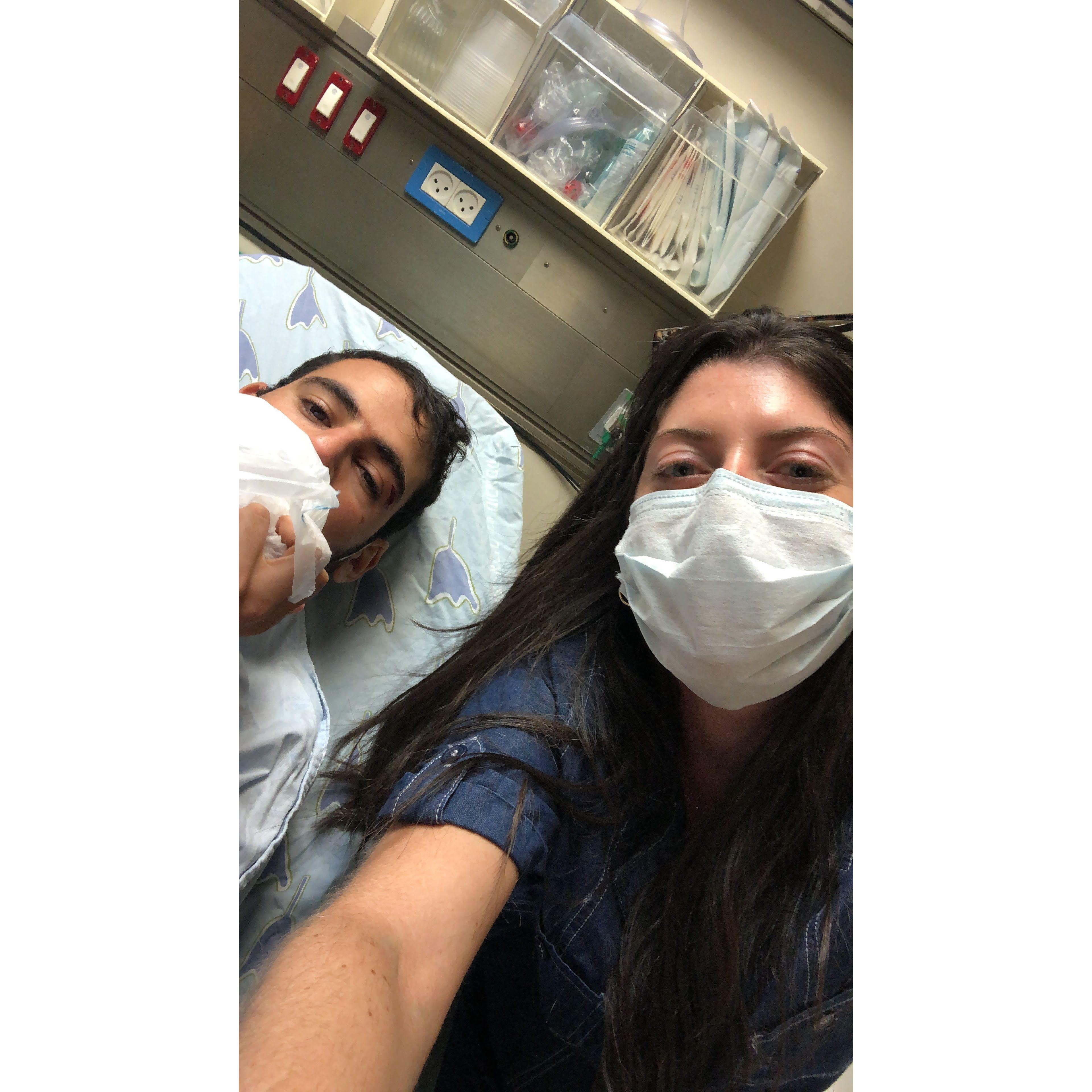 The first time Kate took Pablo to the hospital due to a soccer-related injury. It was date #3
