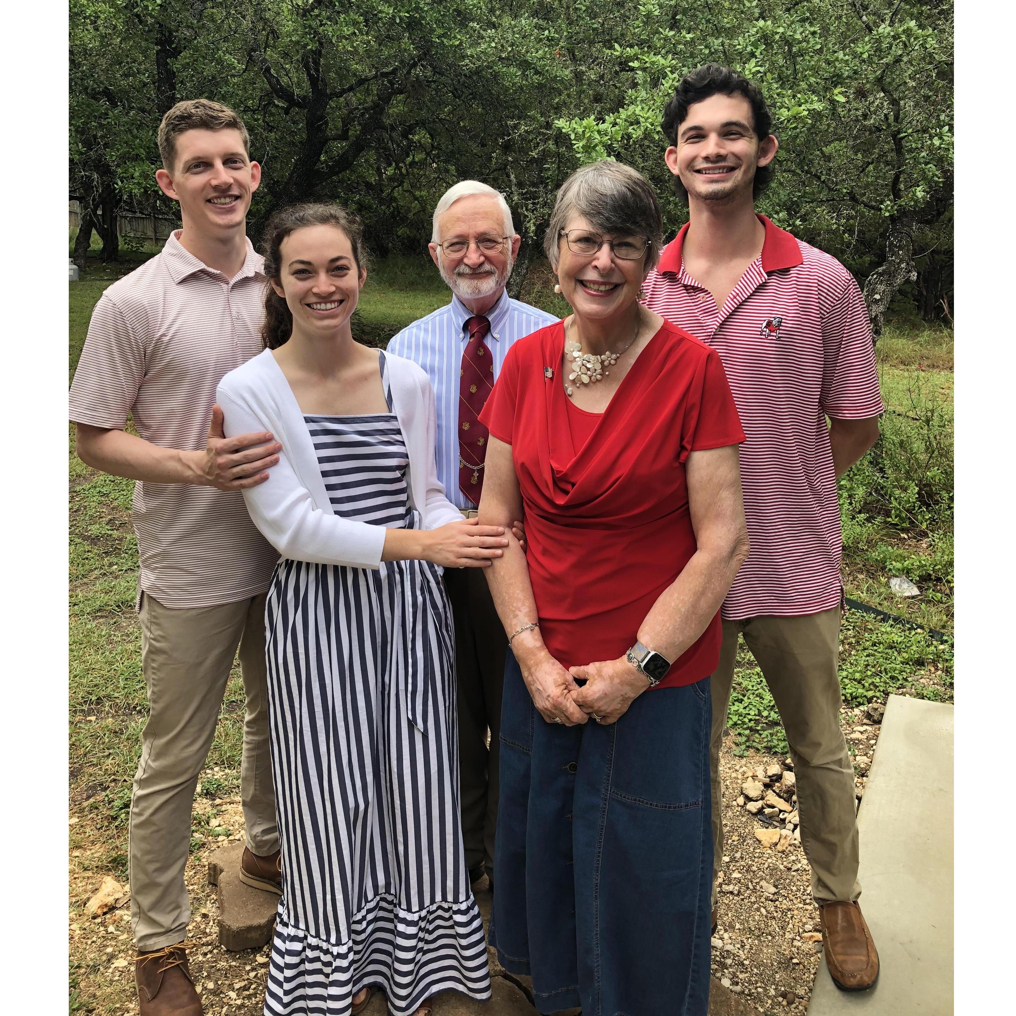Anthony, MB, Grandpa Keller, Gran Keller, and Benjamin Brewster after Sunday morning mass in San Antonio, TX.
