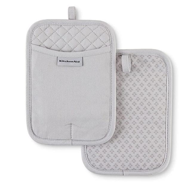 KitchenAid Asteroid Pot Holder 2-Pack Set, 7"x10", Matte Grey