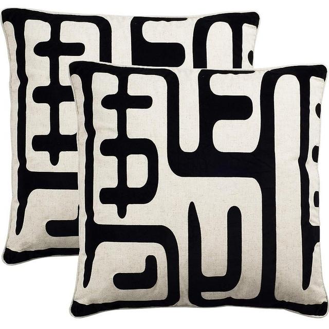 Safavieh Collection Maize Black Throw Pillows (24" x 24") (Set of 2), 24"x24"