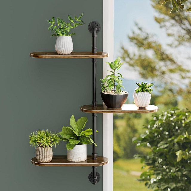 3-Tier Rotating Window Plant Shelf, Wooden Indoor Plant Stand for Optimal Light Exposure, 180° Rotating Wall Plant Holder, Plant Shelves for Multiple Plants , Enhance Home Decor ,Gift for Plant Lovers