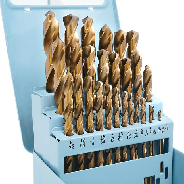 Cobalt Drill Bit Set - 29Pcs M35 HSS Twist Drill Bits for Hardened Metals, Stainless Steel, Cast Iron and Wooden Plastics with Metal Index Storage Box, 1/16"-1/2"