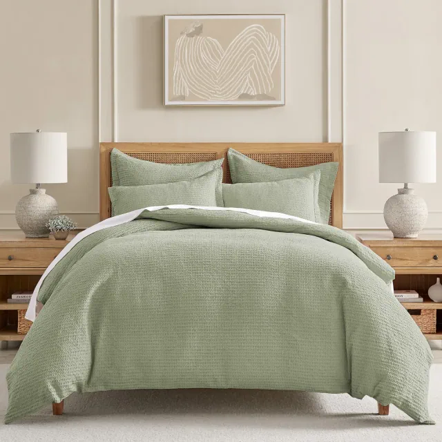 Cloud Waffle Desert Sage Full/Queen Duvet Set - Levtex Home
