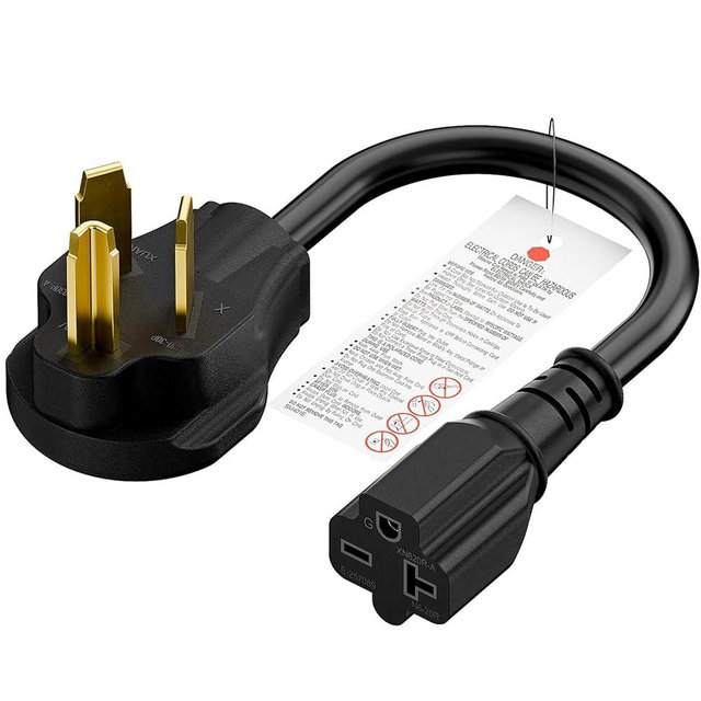 1FT Nema 10-30P 30Amp Dryer Plug Male to 6-20R T-Blade Female Adapter,30A 125/250V Dryer 3-Prong Plug to 20A 250V 6-20/15R Adapter 12-AWG