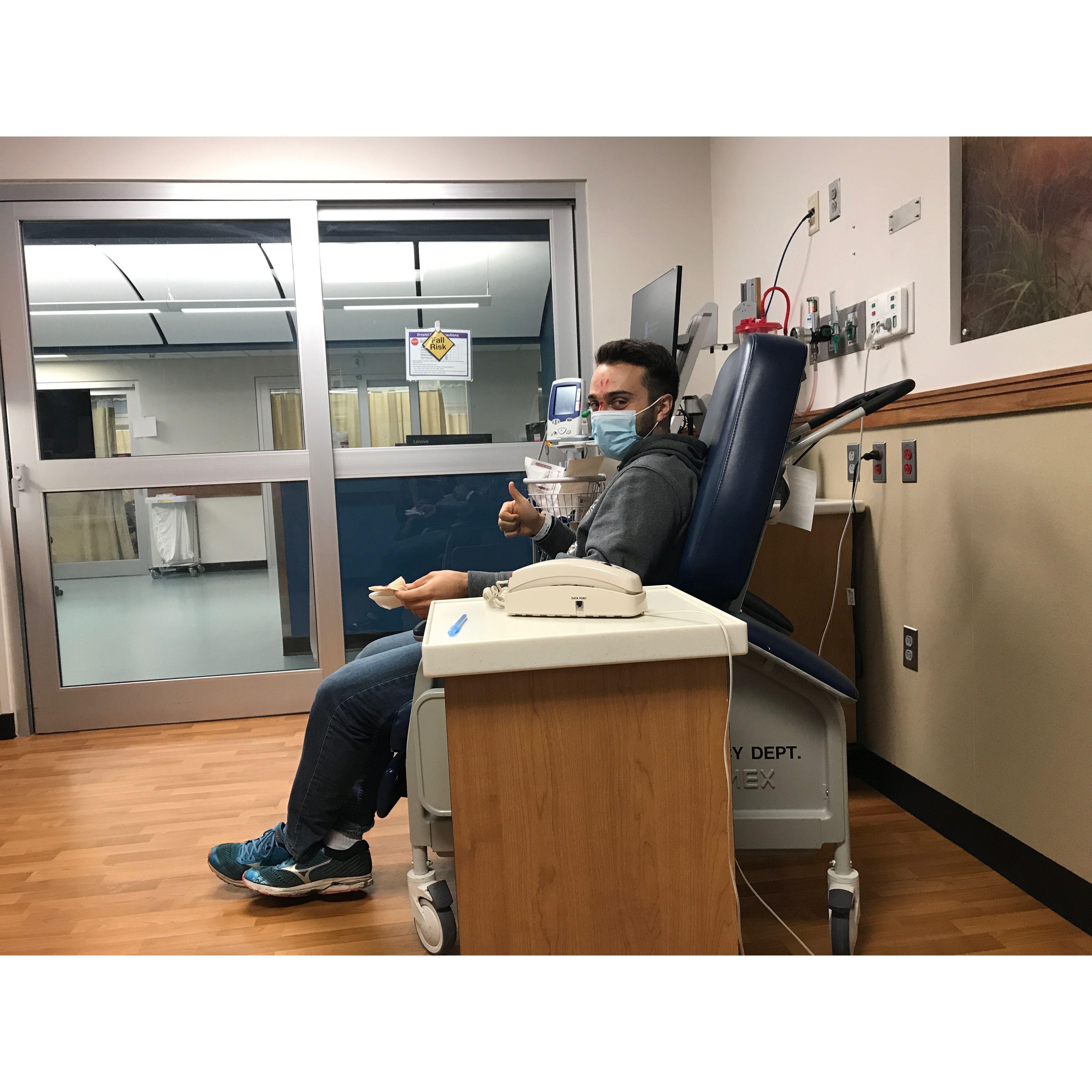 (NSFW) Nick's trip to the ER to remove tree bark from his forehead within 24 hours of meeting the Gallic family!