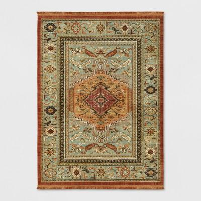 5'X7' Floral Woven Accent Rug Green/Red - Threshold™