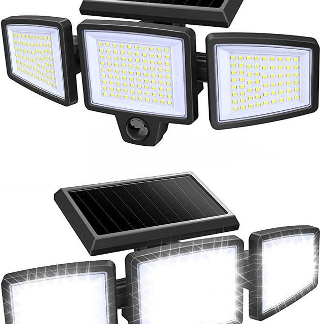 SLENPET Solar Outdoor Motion Sensor Lights, 210 LED 2500LM Bright Wireless Security Light, IP65 Waterproof, 6500K, 3 Adjustable Heads, 270° Wide Angle Illumination Flood Light, 2 Pack