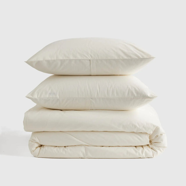 Organic Brushed Cotton Duvet Cover Set - Ivory, King/Cal King