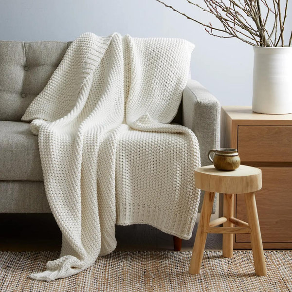 Cotton Fisherman Throw - Ivory, 50x60