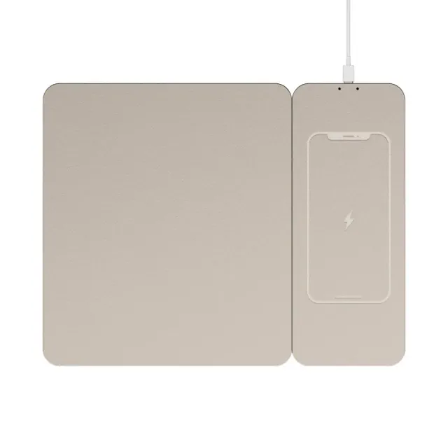 North Wireless Charging Mouse Pad - Beige: Polyurethane Desk Accessory
