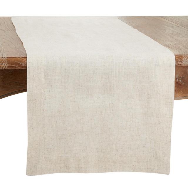 Saro Lifestyle Table Runner With Plain Hemstitched Design, Natural, 16" x 45"