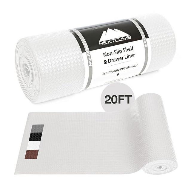 Shelf Liner Non Slip, Waterproof Thick Drawer Liners, Durable Grip Anti Adhesive Kitchen Cabinet Liner, Washable Fridge Liner Mat Cover for Pantry Shelves Storage Refrigerator Organizer (20 FT, White)