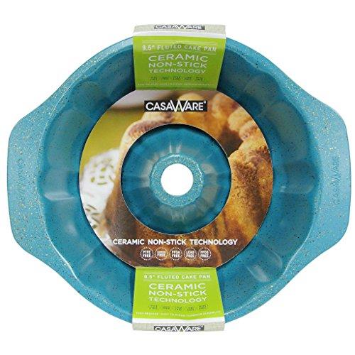casaWare Fluted Cake Pan 9.5-inch (12-Cup) Ceramic Coated NonStick (Blue Granite)