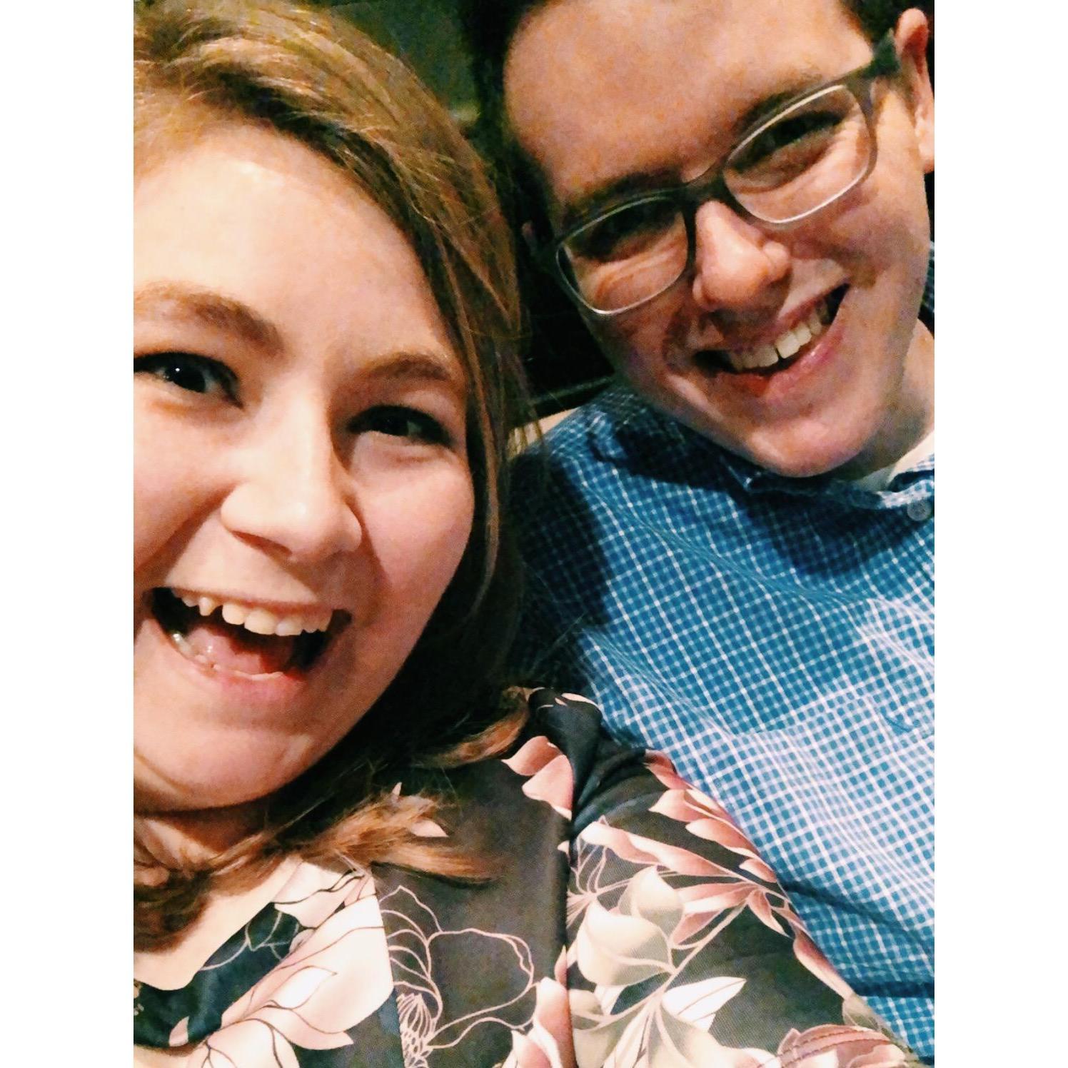 Our first picture together while we were waiting to see Sunday in the Park with George!
