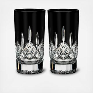 Lismore Black Highball Glass, Set of 2