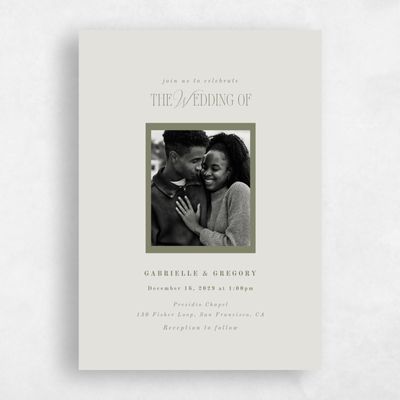 Khaki Green Wedding Invitation - Summit Photo
