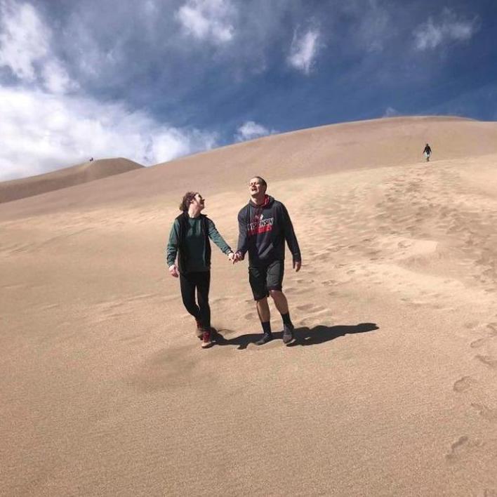 Our goal is to visit all of the National Parks in the US! This was taken at Great Sand Dunes National Park during our senior year spring break trip.