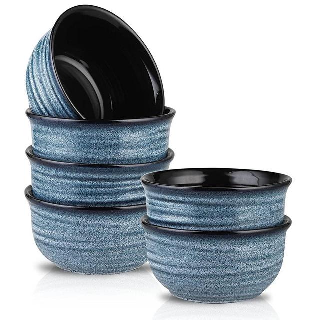 Hasense Cereal Bowl Set of 6, 20 Ounce Ceramic Soup Bowl Set for Kitchen, Suit for Cereal Soup Rice Pasta Salad Oatmeal, Microwave Safe, Navy