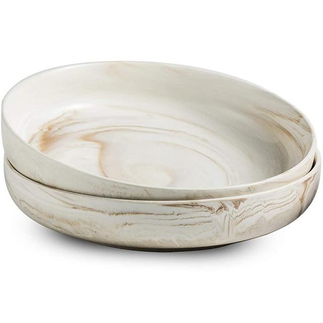 Ceramic Salad Bowl, 1.9 Quarts Porcelain Serving Bowls and Platters for Pasta Fruit Soup, 10-inch Large Stackable Dinner Serving Dishes for Kitchen,Set of 2