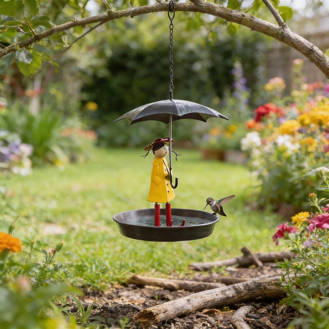 Umbrella Girl Bird Feeder | Whimsical Garden Bird Feeder, Outdoor Yard Decor, Cute Bird Station