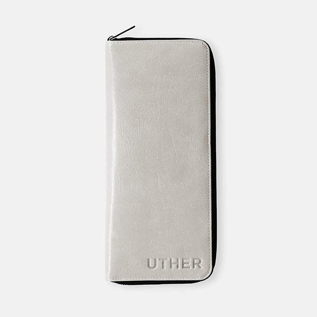 Uther Glove Holder – Leather Zippered Golf Glove Pouch, Sand