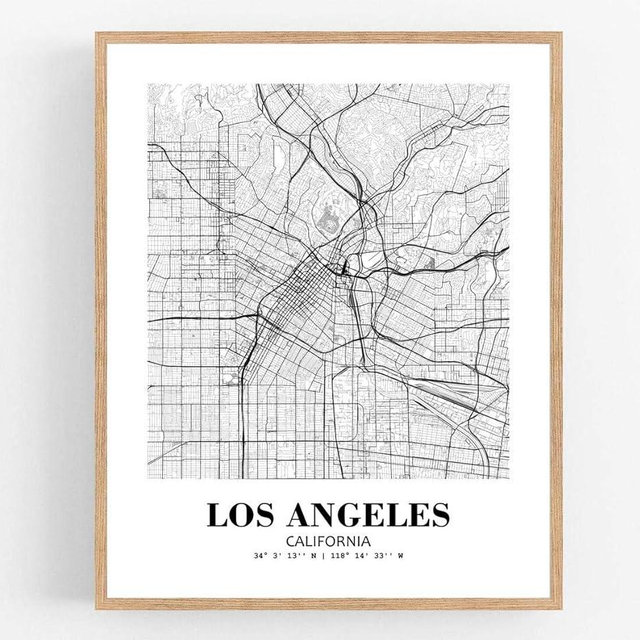 Eleville 11X14 Unframed Los Angeles California City View Abstract Road Modern Map Art Print Poster Wall Office Home Decor Minimalist Line Art Hometown Housewarming wgn387